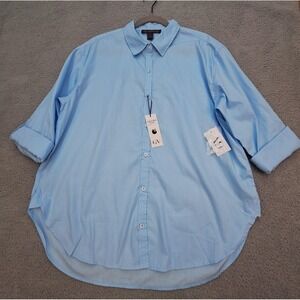 Gloria Vanderbilt Shirt Womens Large‎ Blue Amanda Wrinkle Resistant Button Down